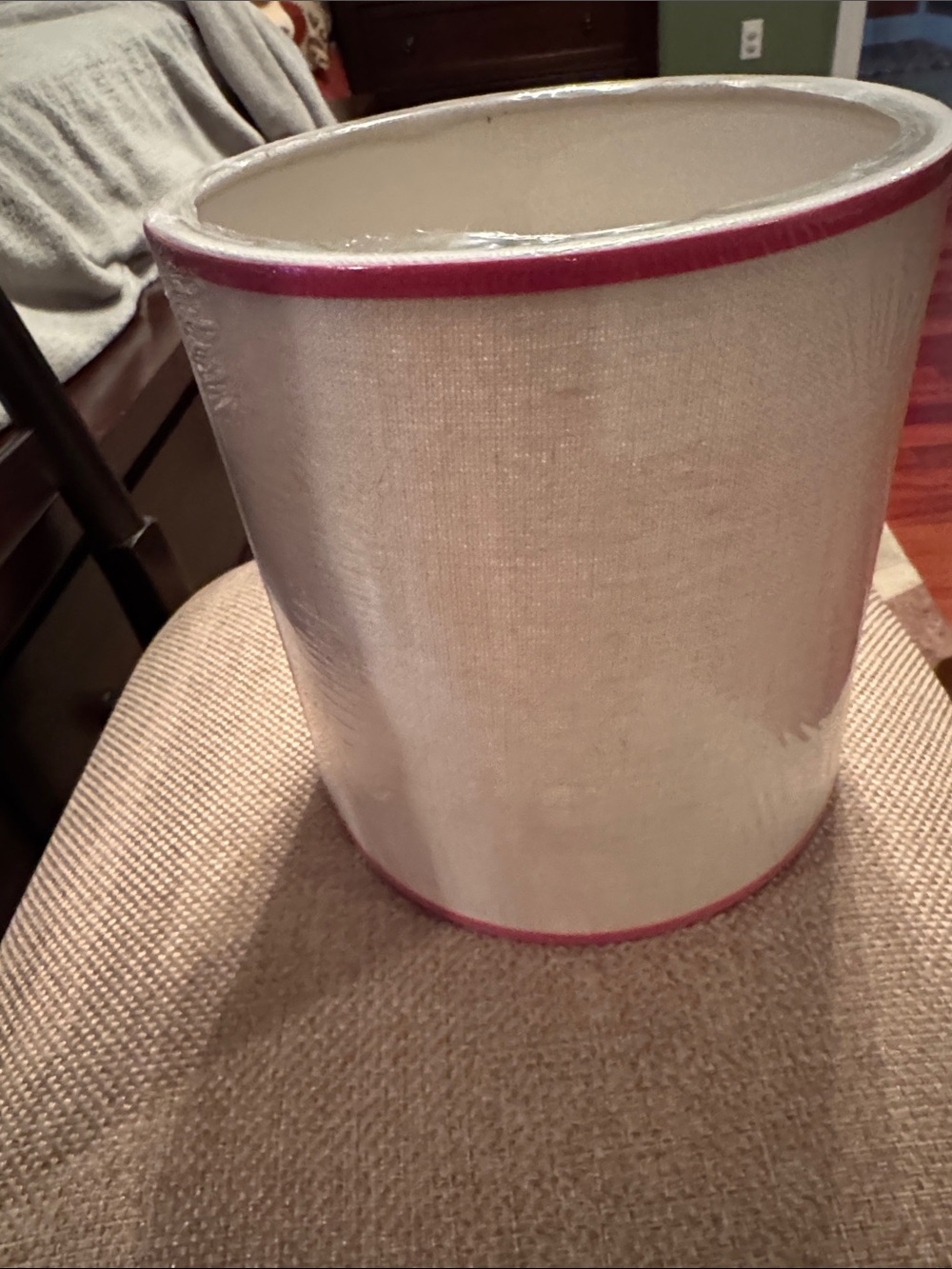 Pottery Barn Teen White Lampshade with Pink Trim